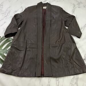 Maxima Sacks Fifth Ave Womens Vintage 80s Leather Trench Coat Size M Dark Brown